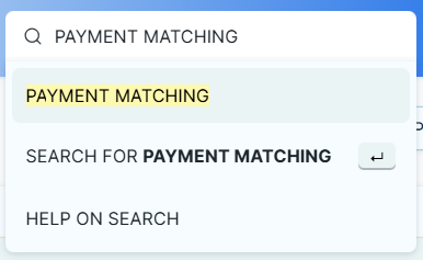 payment matching home page from search bar